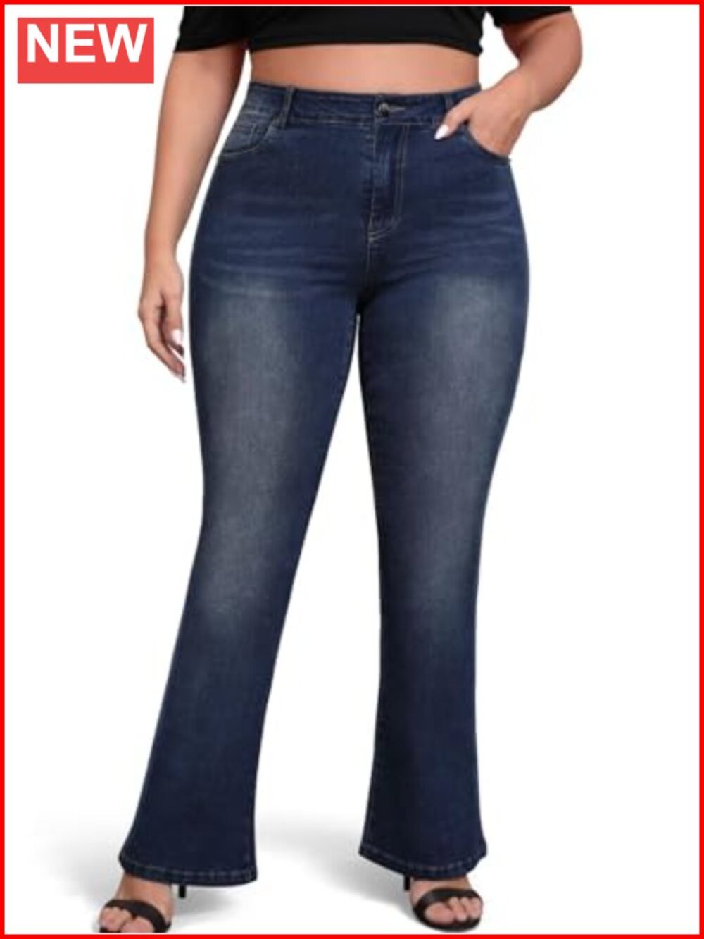 Plus Size High Waisted Bootcut Stretch Jeans Slimming Flattering Fit